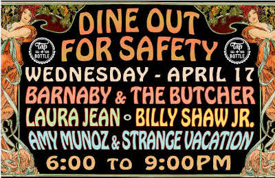 Dine out for Safety with Barnaby and The Butcher - Laura Jean - Billy Shaw Jr - Amy Munoz and Strange Vacation